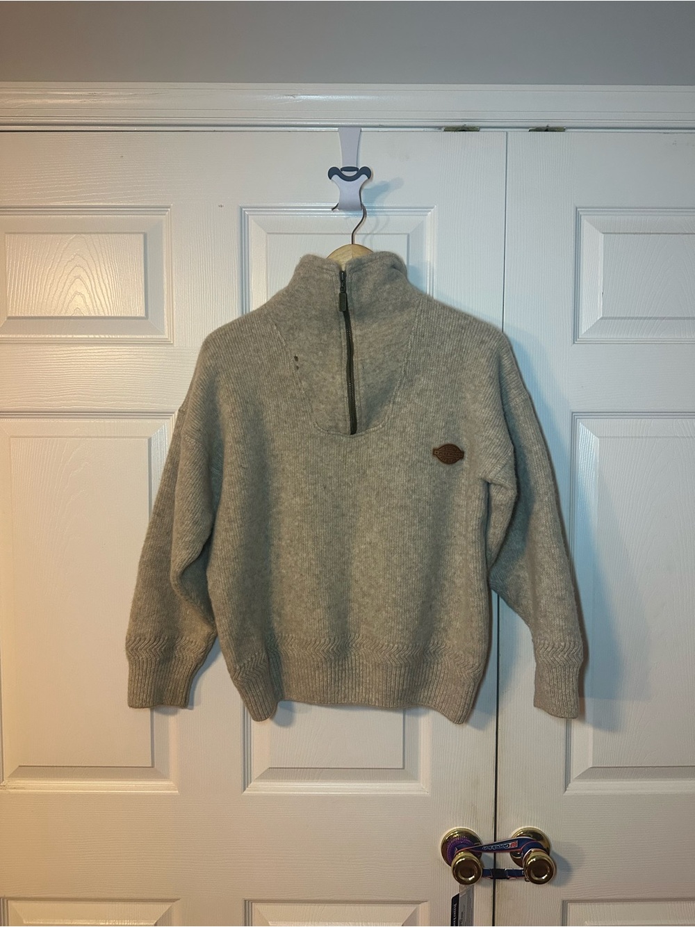 McDonald Pure Wool Zip Sweater Mens Medium Gray/White Pullover New Zealand